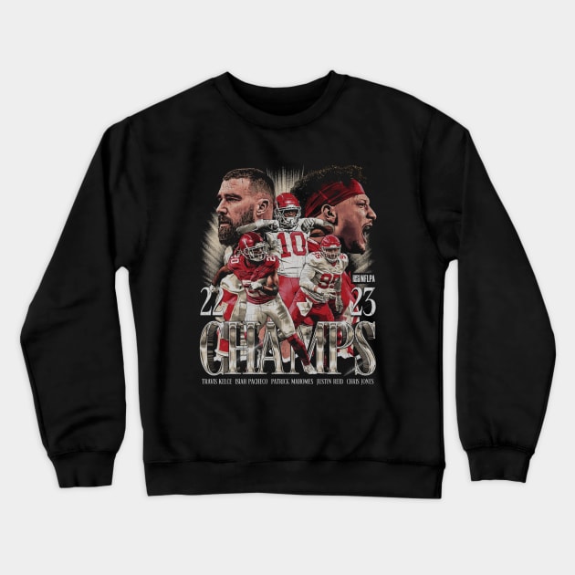 Isiah Pacheco Travis Kelce & Patrick Mahomes Champs Vintage Crewneck Sweatshirt by ganisfarhan